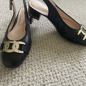 Ara Black and Gold Heels with Elegant Design